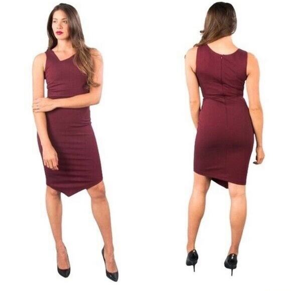 Betabrand‎ No Sweat Sleeveless Burgundy Red Asymmetrical Sheath Dress Size XS - Picture 1 of 11